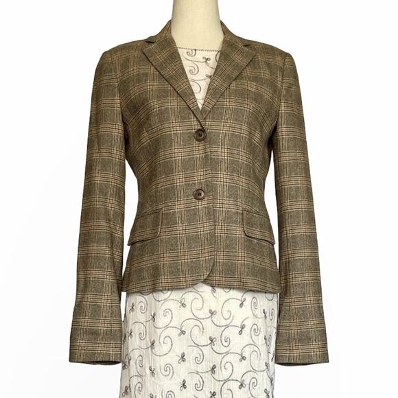 Theory Wool Plaid Blazer Jacket Size 6 | Cropped Preppy Y2K Fall - Picture 1 of 12